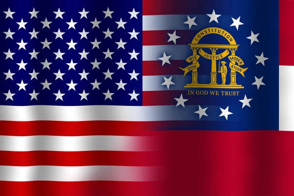 Viftande Usa och Georgia State flagga — Stockfoto