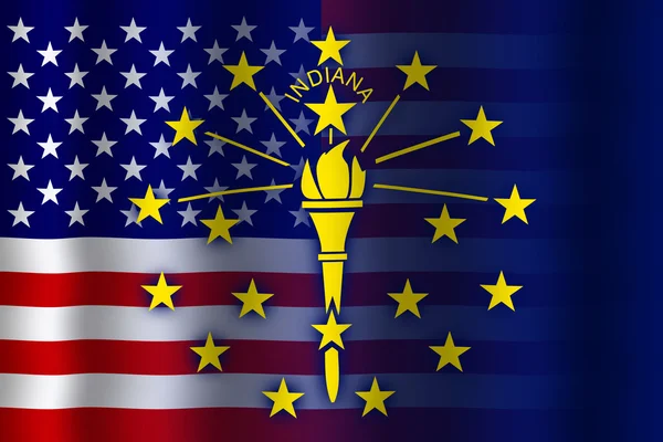 Waving USA and Indiana State Flag — Stock Photo, Image