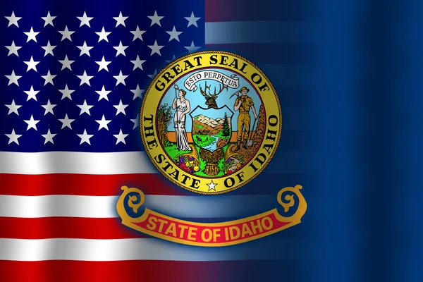 USA und idaho Staatsflagge schwenken — Stockfoto