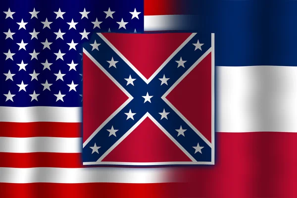 Schwenken USA und Mississippi Staatsflagge — Stockfoto