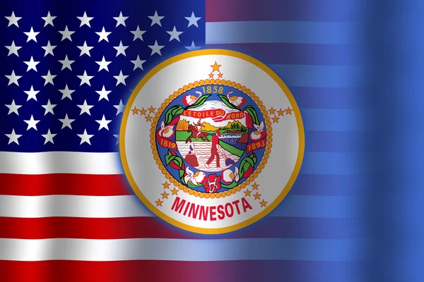 Waving USA and Minnesota State Flag — Stock Photo, Image