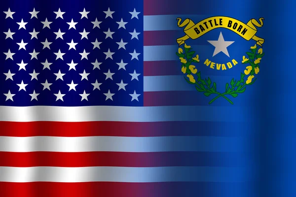 Waving USA and Nevada State Flag — Stock Photo, Image