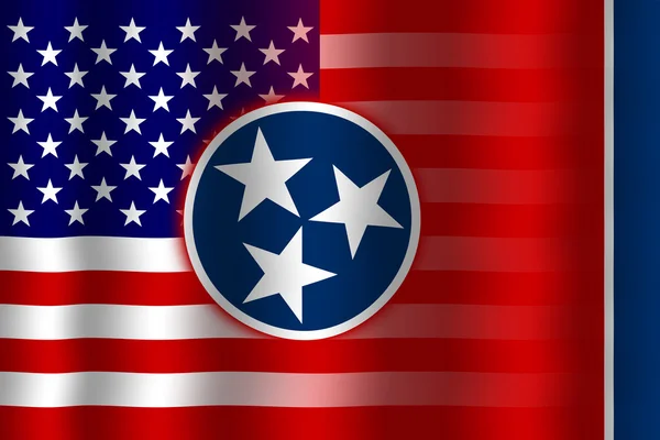 Agitant le drapeau des États-Unis et du Tennessee — Photo