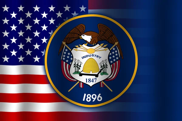 US-Flagge und utah-Flagge schwenken — Stockfoto