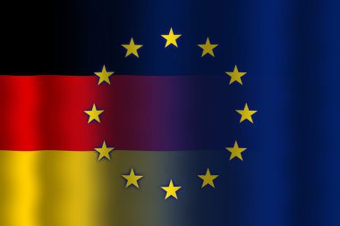 Almanya ve Avrupa Birliği bayrağı sallayarak