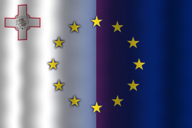 Malta ve Avrupa Birliği bayrağı sallayarak