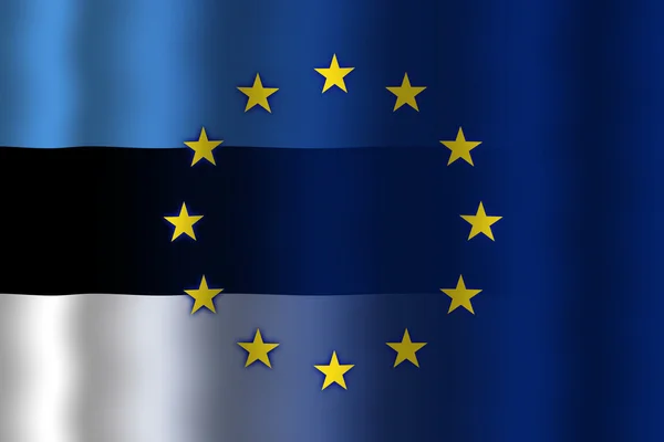 Sventolando Estonia e bandiera dell'Unione europea — Foto Stock