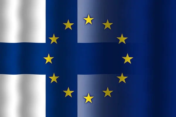 Viftar finland och Europeiska unionens flagga — Stockfoto