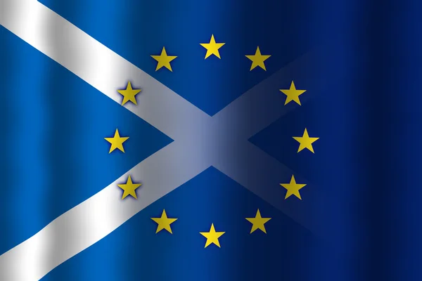 Waving Scotland and European Union Flag — Stock Photo, Image