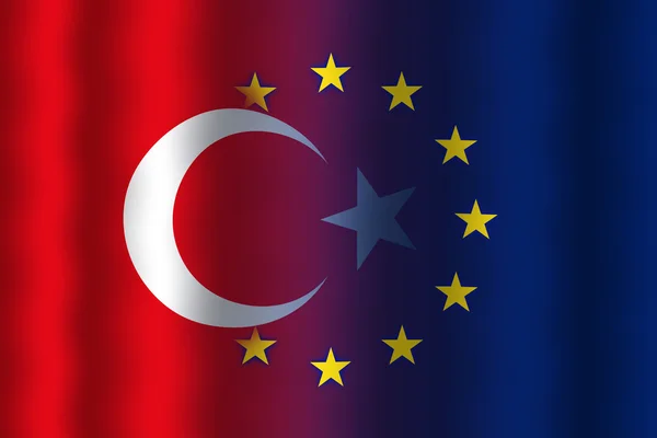 Viftar Turkiet och Europeiska unionens flagga — Stockfoto