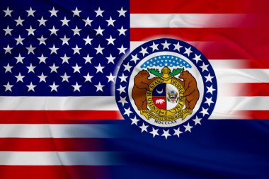Dalgalanan ABD ve Missouri Devlet bayrağı