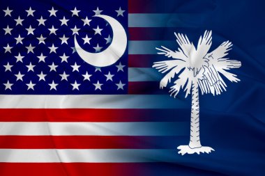 Dalgalanan ABD ve Güney Carolina Devlet bayrağı