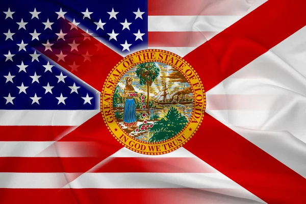 Wuivende VS en Florida vlag — Stockfoto