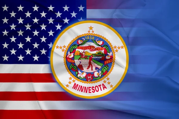 Wuivende VS en Minnesota vlag — Stockfoto