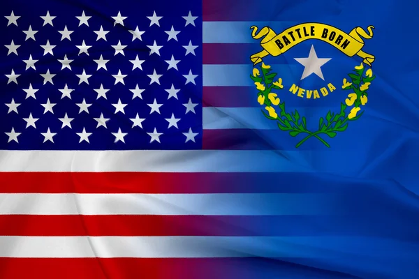 Waving USA and Nevada State Flag — Stock Photo, Image