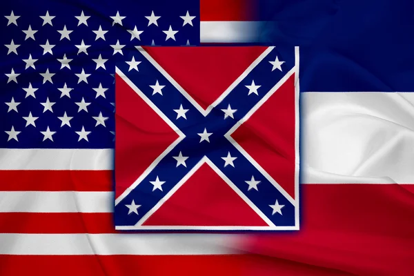 Waving USA and Mississippi State Flag — Stock Photo, Image