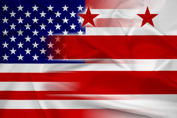 Wuivende VS en Washington Dc vlag — Stockfoto