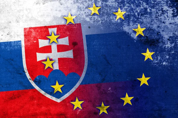 Vintage ve eski bir görünüm ile Slovakya ve Avrupa Birliği bayrağı — Stok fotoğraf
