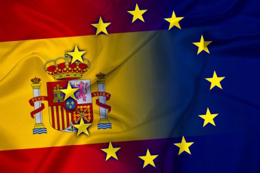 İspanya ve Avrupa Birliği bayrağı sallayarak