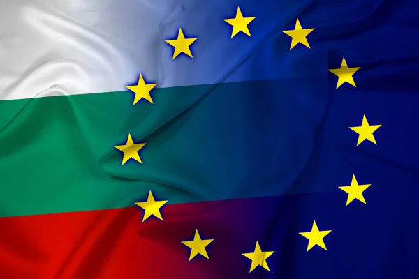 Bulgaristan ve Avrupa Birliği bayrağı sallayarak — Stok fotoğraf