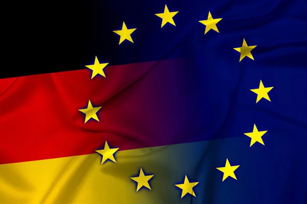 Ondeando la bandera de Alemania y de la Unión Europea — Foto de Stock