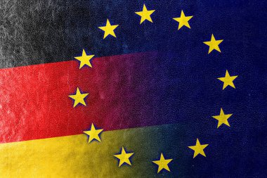 Almanya ve Avrupa Birliği bayrağı deri dokusu üzerinde boyalı