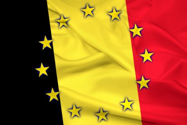 Belçika ve Avrupa Birliği bayrağı sallayarak