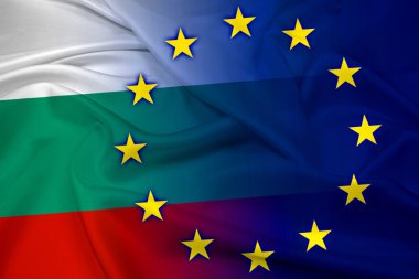 Bulgaristan ve Avrupa Birliği bayrağı sallayarak