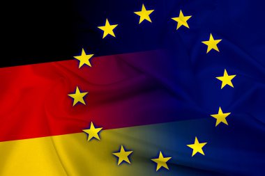 Almanya ve Avrupa Birliği bayrağı sallayarak