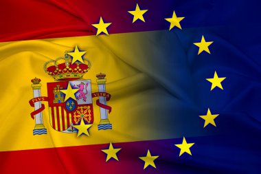 İspanya ve Avrupa Birliği bayrağı sallayarak