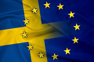 İsveç ve Avrupa Birliği bayrağı sallayarak