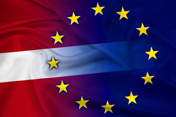 라트비아, 유럽 연합 깃발을 흔들며 — 스톡 사진