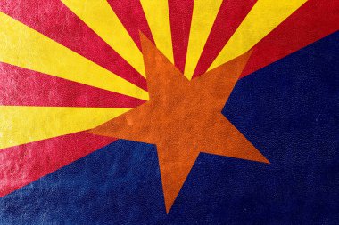 deri dokusu üzerinde boyalı arizona Devlet bayrağı