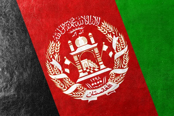 Afghanistans Flagge auf Lederstruktur gemalt — Stockfoto