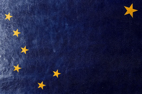 Alaska State Flag painted on leather texture — Stock Photo, Image