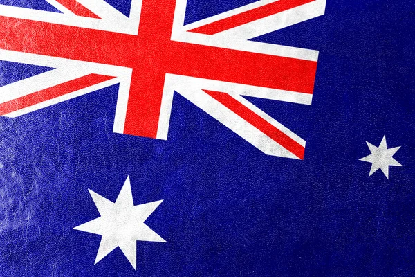 Australie Drapeau peint sur la texture du cuir — Photo