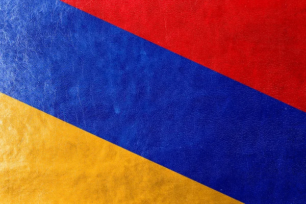 Arménia Bandeira pintada sobre textura de couro — Fotografia de Stock