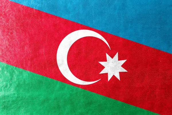 Azerbeidzjan vlag geschilderd op leder texture — Stockfoto