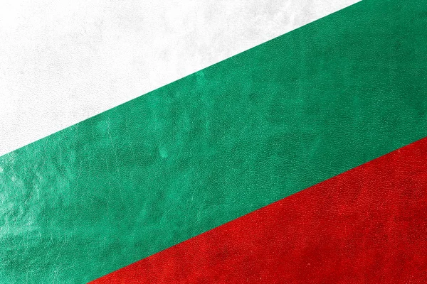Bandera de Bulgaria pintada sobre textura de cuero —  Fotos de Stock