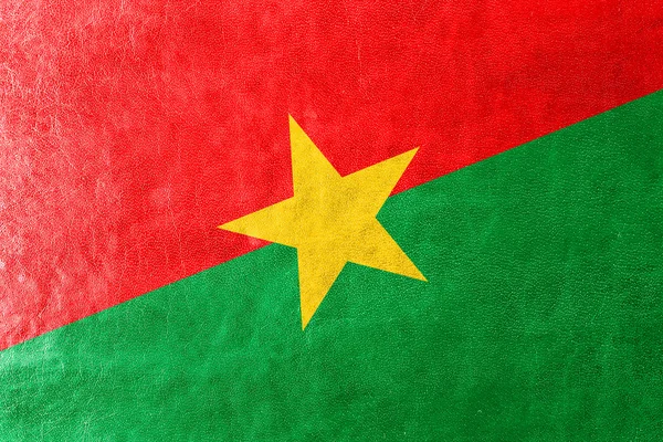Burkina Faso Flag painted on leather texture — Stock Photo, Image