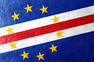Cape verde bayrak deri dokusu üzerinde boyalı