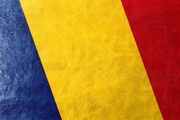 Chad Flag painted on leather texture — Stock Photo, Image