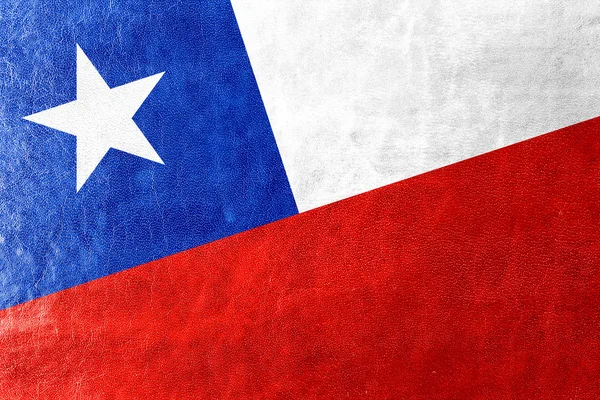 Bandera de Chile pintada sobre textura de cuero —  Fotos de Stock