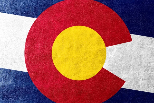 Colorado State Bandiera dipinta su texture in pelle — Foto Stock