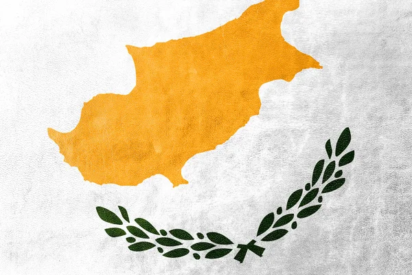 Chipre Bandeira pintada sobre textura de couro — Fotografia de Stock