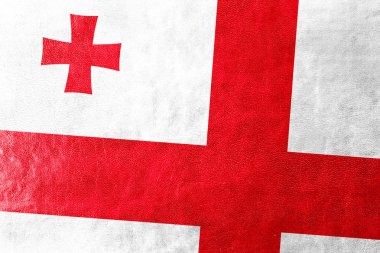deri dokusu üzerinde boyalı Gürcistan bayrağı
