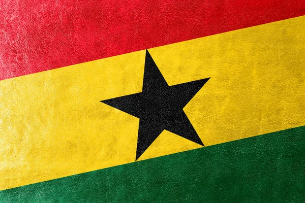 Bandera de Ghana pintada sobre textura de cuero —  Fotos de Stock