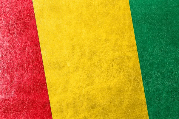 Guinea flaggan målad på läder texture — Stockfoto