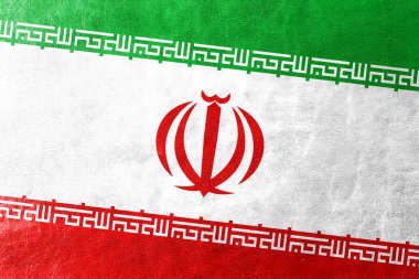 deri dokusu üzerinde boyalı iran bayrağı