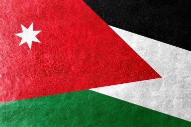 deri dokusu üzerinde boyalı Ürdün bayrağı